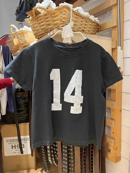Classic Number Graphic Print Women Summer Cotton T-shirts Soft Casual Loose O-neck Tees Vintage Short Sleeve Streetwear Y2K Tops