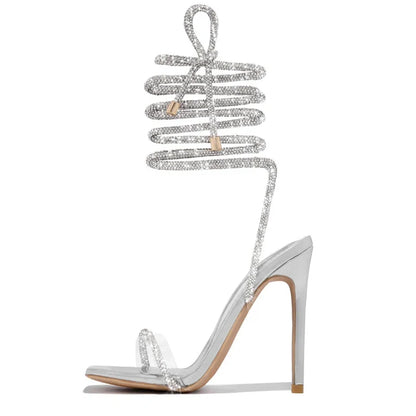 Street Style Lace Up High Heels Sandals Women Square Head Open Toe Banquet Wedding Summer Shoes Ladies Gladiator Sandals