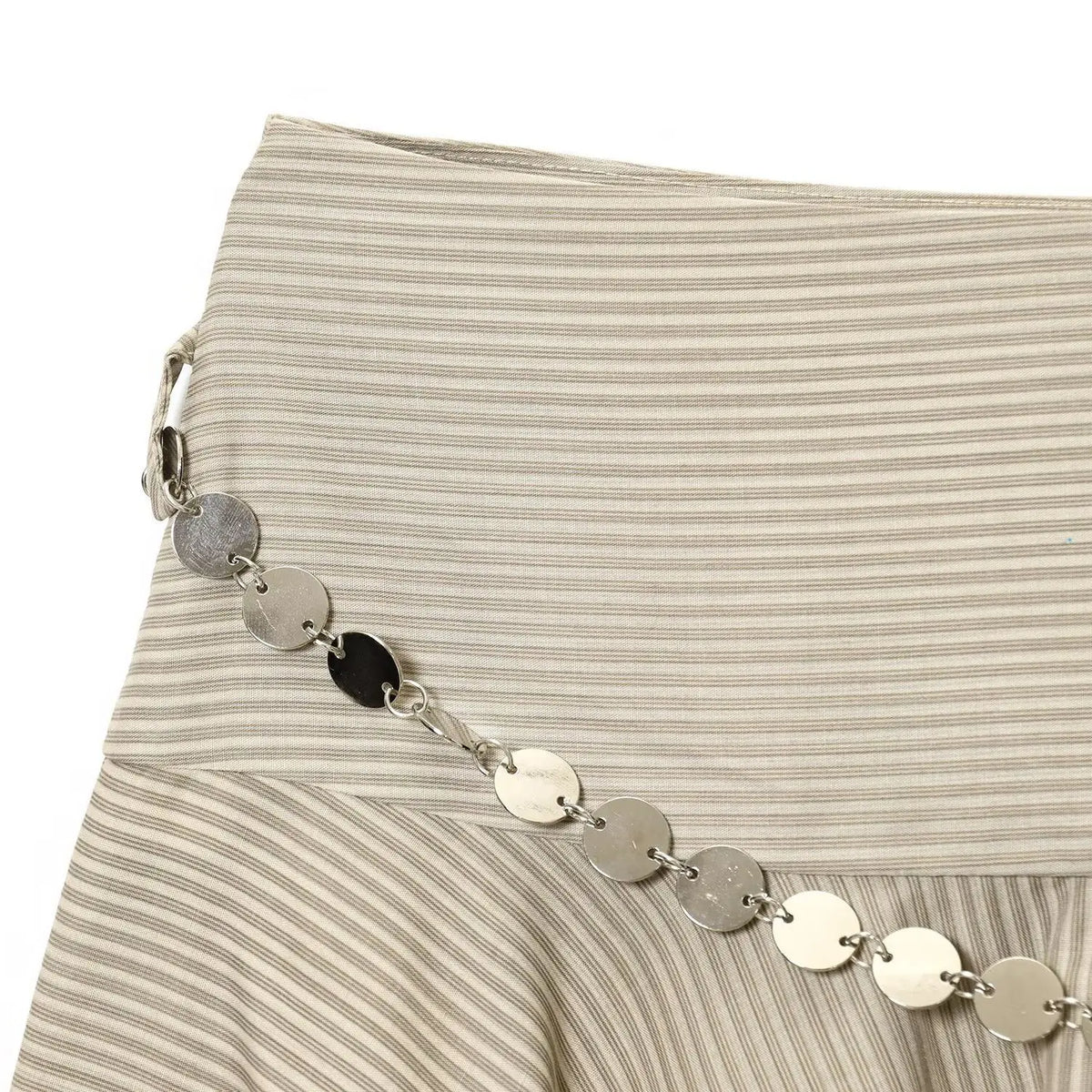 ins Style Temperament Fashion Women's Clothing Simple Striped Belt Asymmetrical Midi Skirt