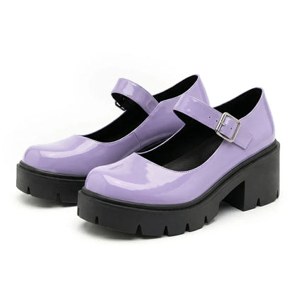 Women's Classic Mary Janes Shoes Platform Dress Low Chunky Heel Pumps Round Toe Ankle Strap Oxfords Shoes Good Quality