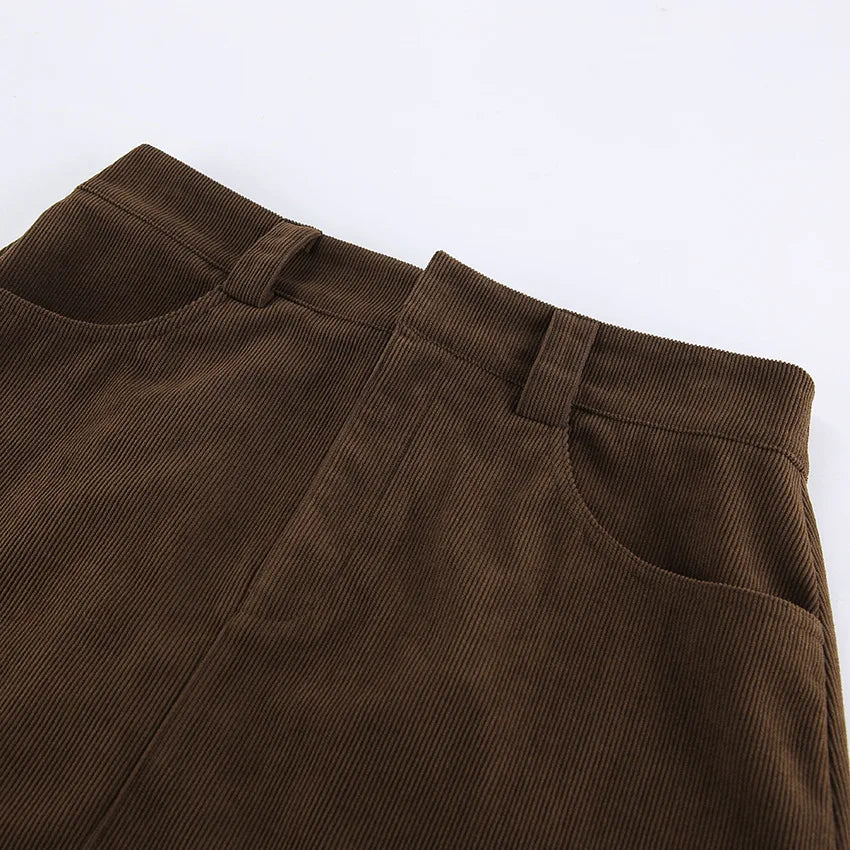 Corduroy Half length Skirt for Women, High Waist Commuter Versatile, Slim Look, A-line Hip Wrapping Skirt
