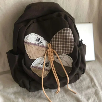 New Patchwork Butterfly Schoolbags Luxury Design Y2k Aesthetic Students Vintage Canvas Bags Trendy Casual Women Backpacks
