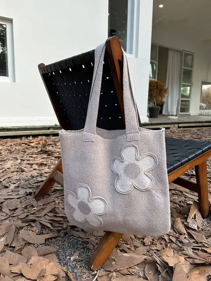 Fashion Sweet Kawaii Flower Shoulder Underarm Bag High-capacity Y2k All Match Handbags Women Knitted Casual Shopping Tote Bags