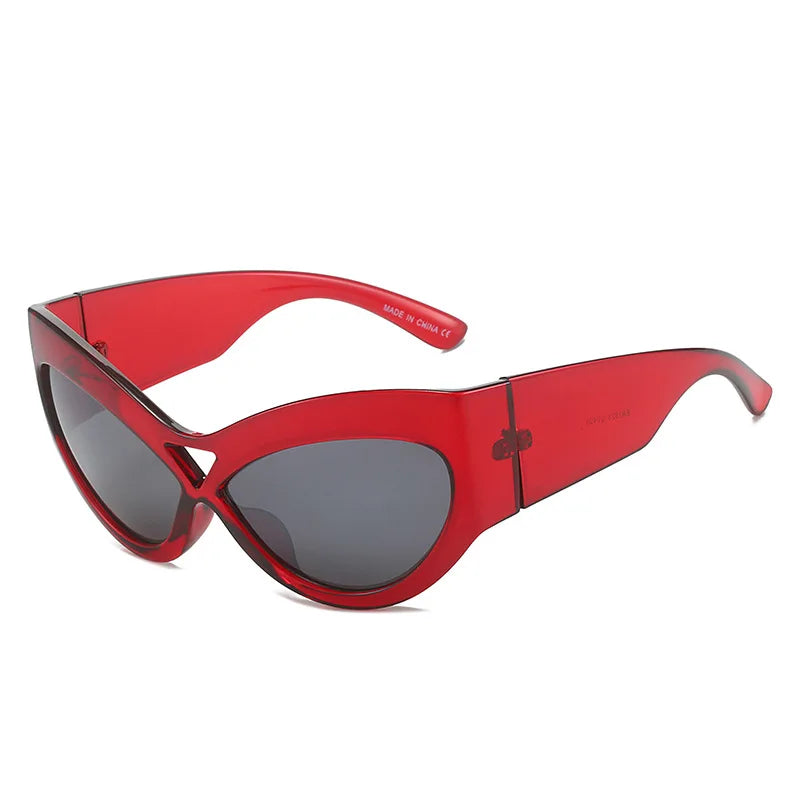 Fashion Y2K Cat Eye Sunglasses Women Retro Big Butterfly Shape Hollow Eyewear Shades UV400 Trending Wide Legs Men Sun Glasses