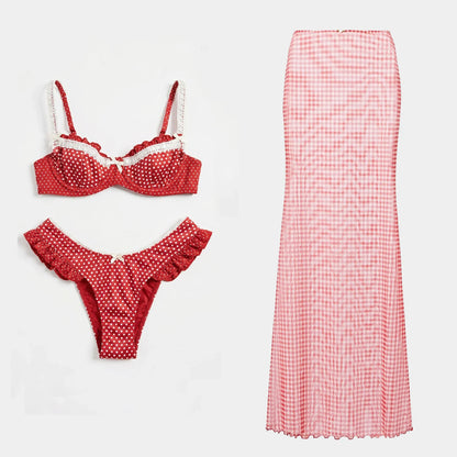 Sexy Underwire Bikini Ruffle Swimsuit Women Swimwear High Leg Two Piece Bathing Suit Beachwear Summer Biquini