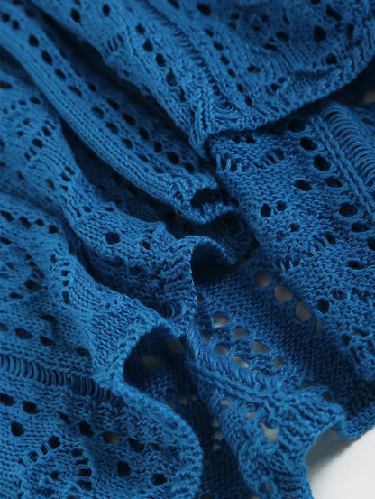 Crochet Knit Tie Side Cover Up Beach Top