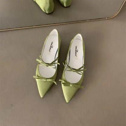 Boat Shoe Low Heels Increas Height Female Footwear Bow-Knot Pointed Toe Clogs Platform Ballerinas Woman 2025 Dress Butterfly Com