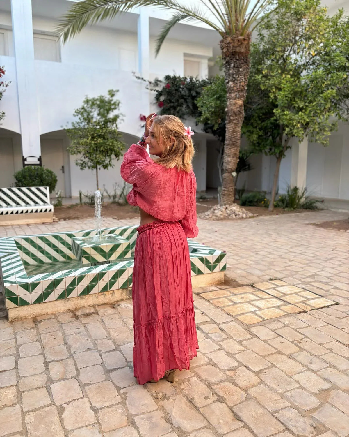 Casual Style Wrinkle Shirt Women's Top+high Waist Long Skirt Women Set 2pcs Fashion Boho Beach Spring Summer Outfits