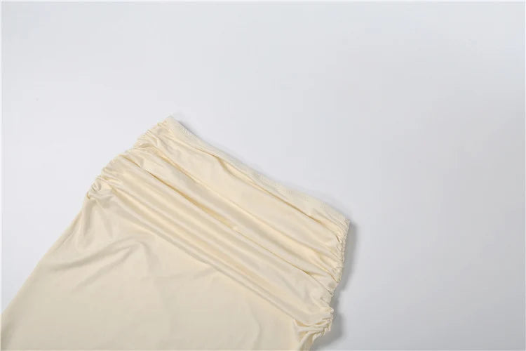 Puss Elegant 2-Piece Set Women Irregular Sleeve Ribbon Top+Peach Hip Bottom Casual Classic Office Stretch Slim Outfits