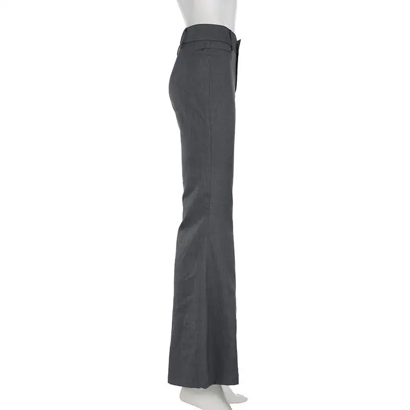 Sophisticated Pants Textured Pleated Low-Waist Pants Figure-Flattering Tailored Woven Pants Curve Enhancing Long Trousers