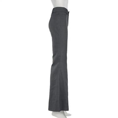 Sophisticated Pants Textured Pleated Low-Waist Pants Figure-Flattering Tailored Woven Pants Curve Enhancing Long Trousers