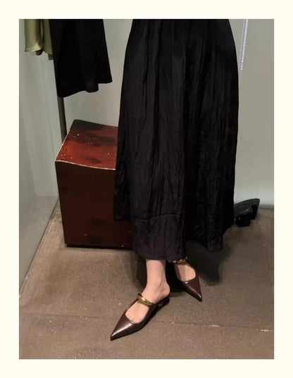 Brand New for Dropship Slip On Pointy Toe Mules Sandals Elegant Mid Heels Comfort Walking Summer Slides Mules Shoes
