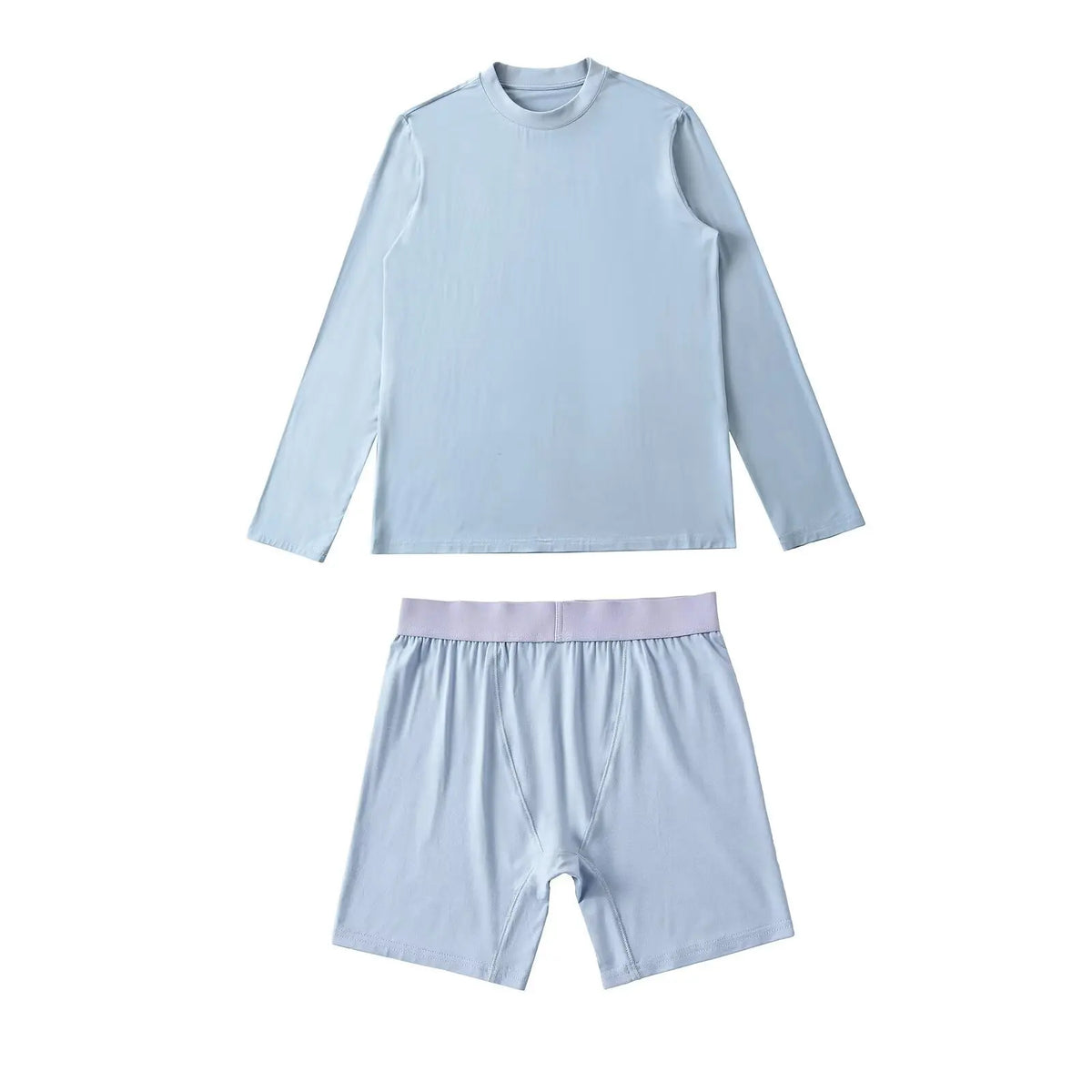 Solid Cozy Home Suits For Women Summer Crew Neck Long Sleeve Loose T-shirt+Slim Shorts Sets Simple Casual Fashion Two-piece Set