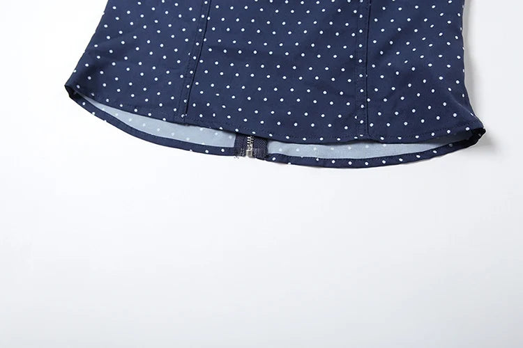 Low-Neck Polka Dots Women Two-Piece Set Halter Sleeveless Backless Mini Top+Multi-Layered Ruffles Sweet Bottoms Suits