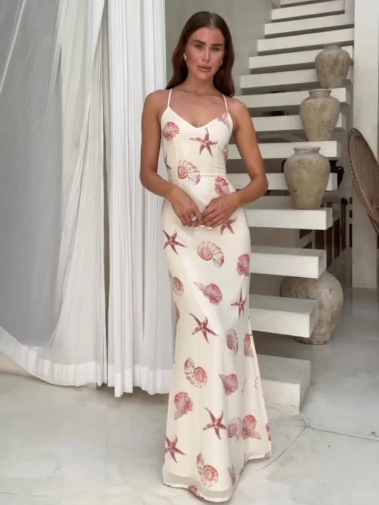 Strapless Starfish Seashell Print A-Line Mini Dress