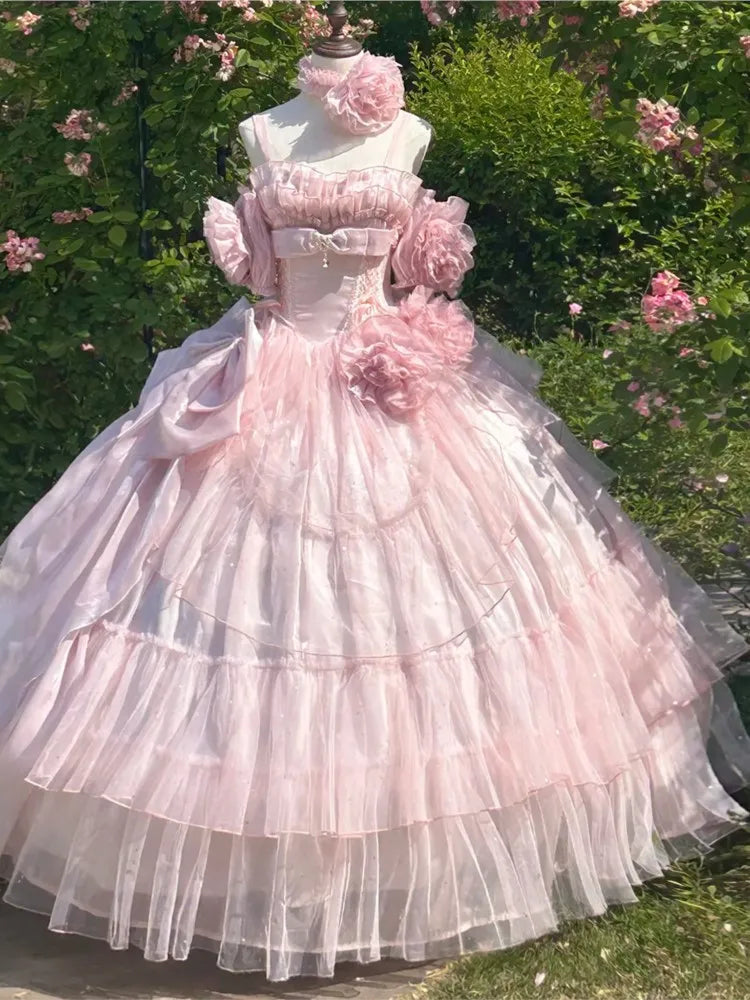 New pink wedding dress for coming-of-age ceremony student day party and banquet