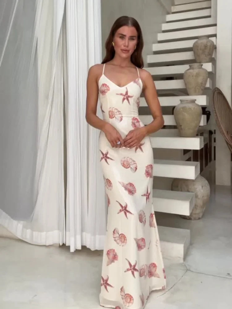 Strapless Starfish Seashell Print A-Line Mini Dress