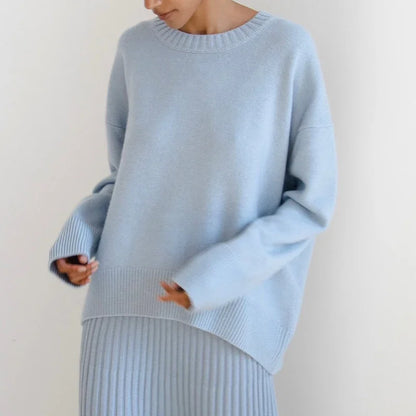 Solid Thicken Knitted Sweaters Women Loose O-neck Long Sleeve Female Pullovers Autumn Winter Fashion New Chic Lady Outwears