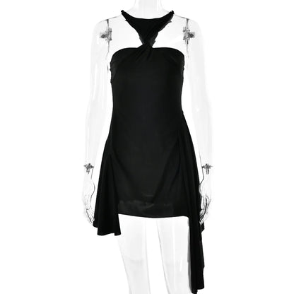Red Stain Halter Neck Short Dress Christmas Party Evening Robe Autumn Winter Fashion Sexy Sleeveless Backless Vestidos