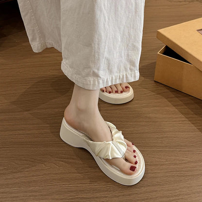 Summer Flip Flop Women Fashion Clip Toe Slippers Casual Comfort Platform Flats Beach Vacation Slides Shoes