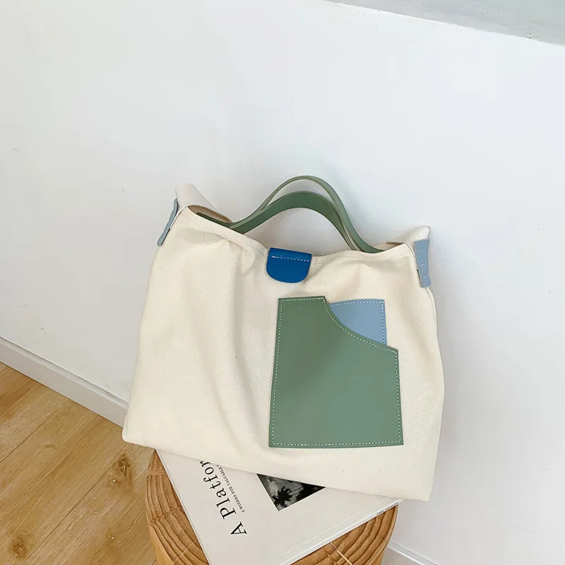 Ladies' Large Capacity Tote Bag Hand-held Canvas Shoulder Bag Young Fashion Versatile Casual Crossbody Bag