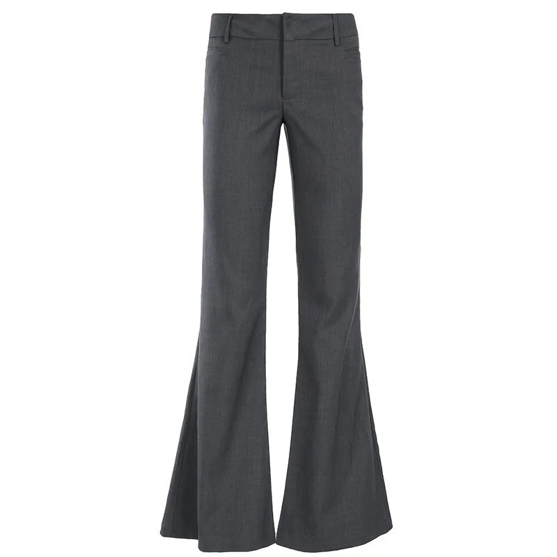 Sophisticated Pants Textured Pleated Low-Waist Pants Figure-Flattering Tailored Woven Pants Curve Enhancing Long Trousers