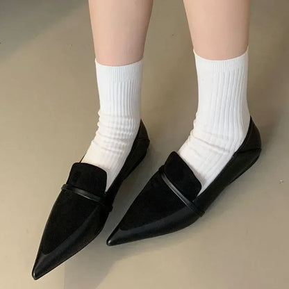 Pointed Toe Retro Flats Women Footwear Spring Autumn New Fashion Shallow Elegant Office Shoes Brand Loafers Ladies Zapatos Mujer