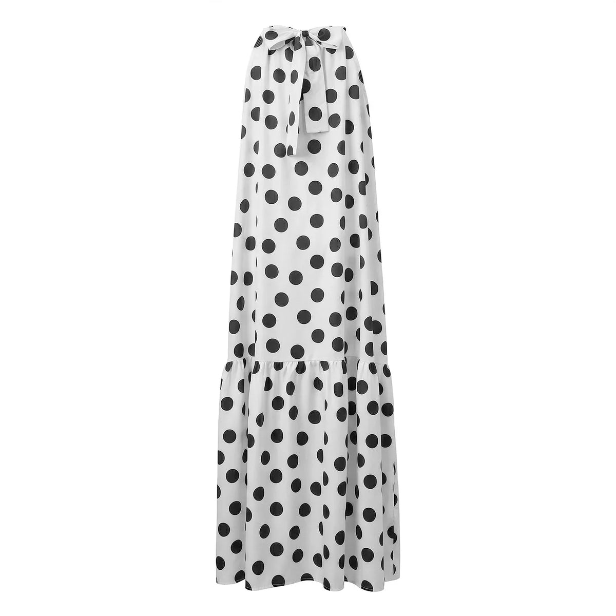 Women Summer Trendy Polka Dot Dresses Outfit Y2k Ruffle Off-the-shoulder Maxi Dress Silky Going Out Sundress Beachwear