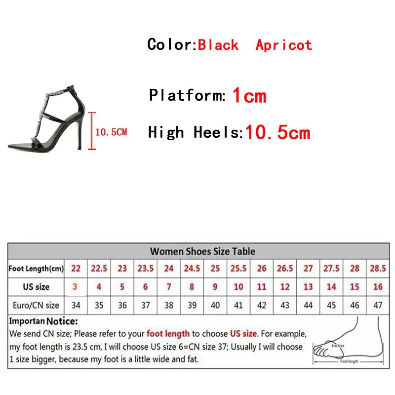 Sexy Zip Cover Strap Women 10.5CM Stiletto Sandals Fashion Rhinestone Narrow Band Designer High Heels Wedding Banquet Shoe