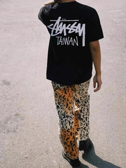 Y2k Vintage Leopard Jeans Baggy Woman's Harajuku Denim Pants Oversized Streetwear Gyaru Trousers Hippie Casual Spring