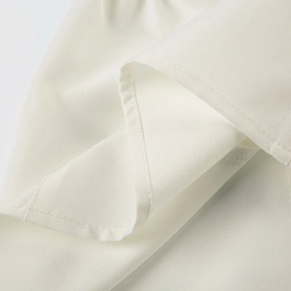 French Retro Satin A-line Shirt Chic Fashion Slimming Short Sleeve V-neck Blouses Office Ladies Elegant Top All-match