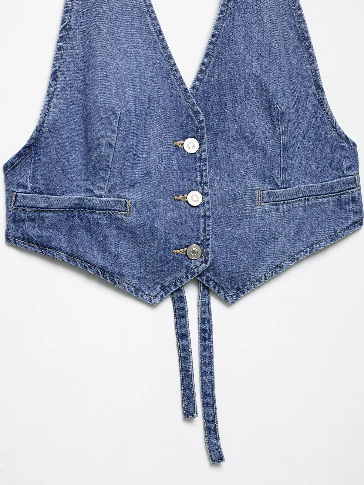 Summer Sexy Chic Women Tank Tops Solid Halter V-Neck Denim Tank Tops New Fashion Backless Mujer Tops