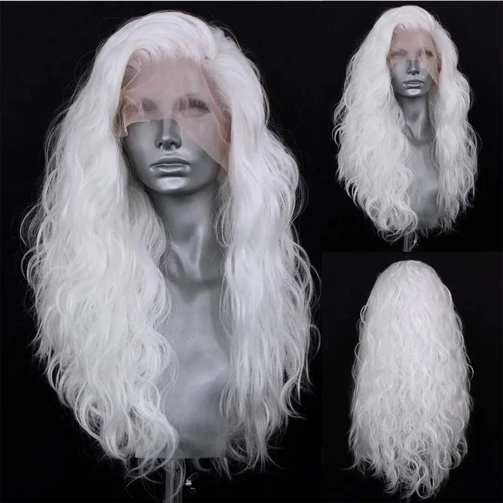 Marquesha 13*4 Curly Synthetic Lace Front Wig for Women Glueless Heat Resistant Fiber Gloden Blonde Lace Wig