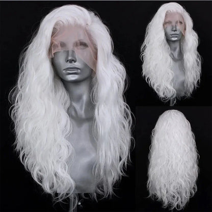 Marquesha 13*4 Curly Synthetic Lace Front Wig for Women Glueless Heat Resistant Fiber Gloden Blonde Lace Wig
