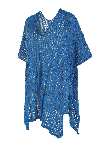 Crochet Knit Tie Side Cover Up Beach Top