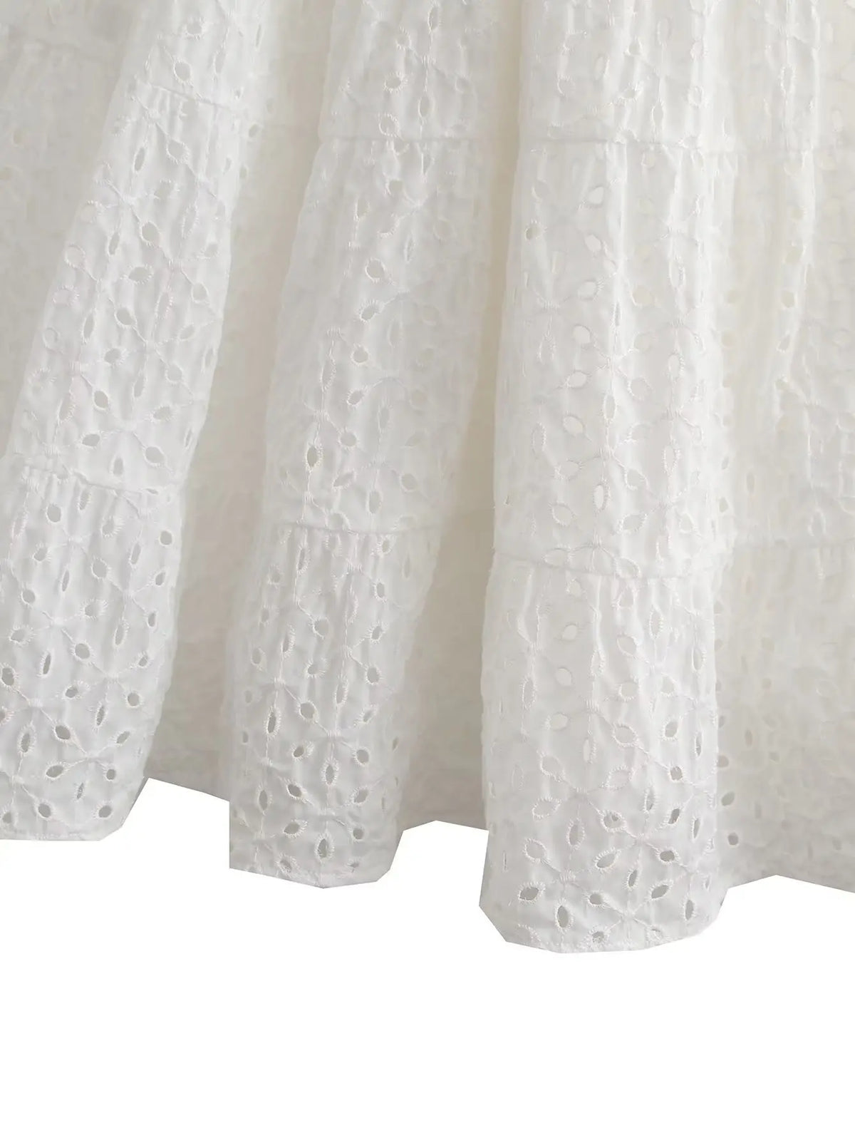 White Floral Embroidery Lace Mini Dresses for Women Off Shoulder Puff Sleeve Shirred Chest Short Dress Summer Boho Beach