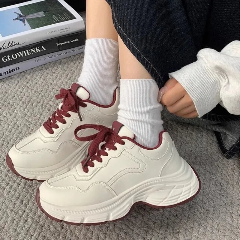 Retro Style Womens Trainers Thick Bottom Ultra Soft Height Increase Chunky Shoes Women Sports Waterproof Womens Shoes