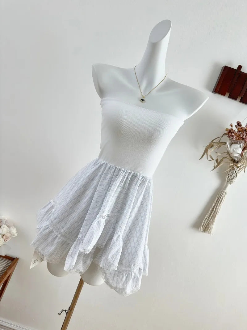 Pure Sexy Irregular Strapless Top Women's Summer Slim Fit A-line Tank Top Fashion Female Clothes