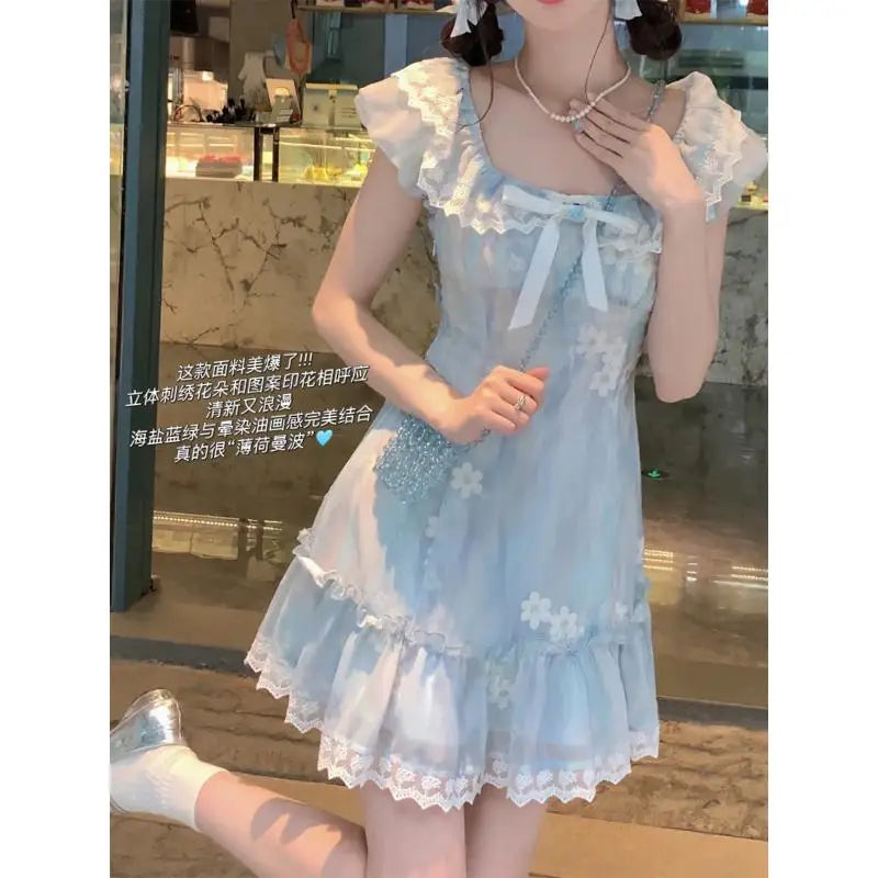Flowing Flower Dreams Niche Design Dress Super Nice Floral Women Summer Pear Shape Waisted 2024
