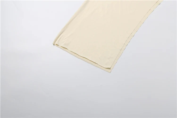 Puss Elegant 2-Piece Set Women Irregular Sleeve Ribbon Top+Peach Hip Bottom Casual Classic Office Stretch Slim Outfits