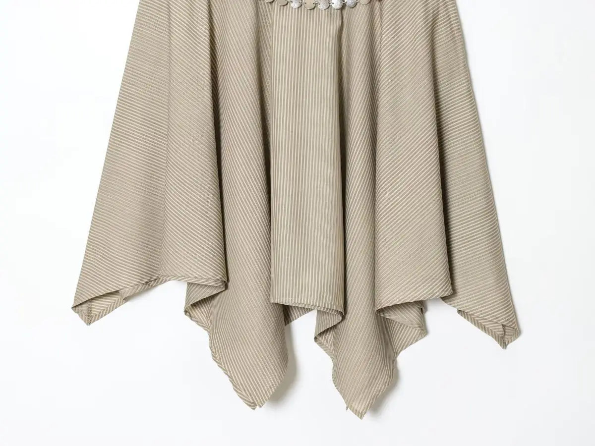 ins Style Temperament Fashion Women's Clothing Simple Striped Belt Asymmetrical Midi Skirt