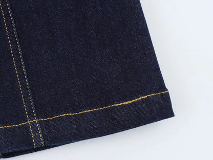 Turn Down Collar Sleeveless Denim Dress Single Breasted Short Dress For Women 2025 New Tight Navy Blue Summer Dresses Vestidos