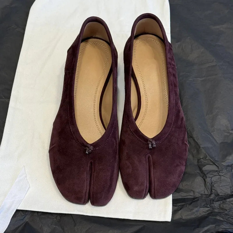Spring Fashion Round Tabi Toe Handmade Flats Women Design Ballet Ladies Comfortable Shoes Zapatos De Mujer