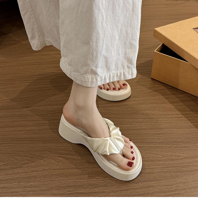 Summer Flip Flop Women Fashion Clip Toe Slippers Casual Comfort Platform Flats Beach Vacation Slides Shoes