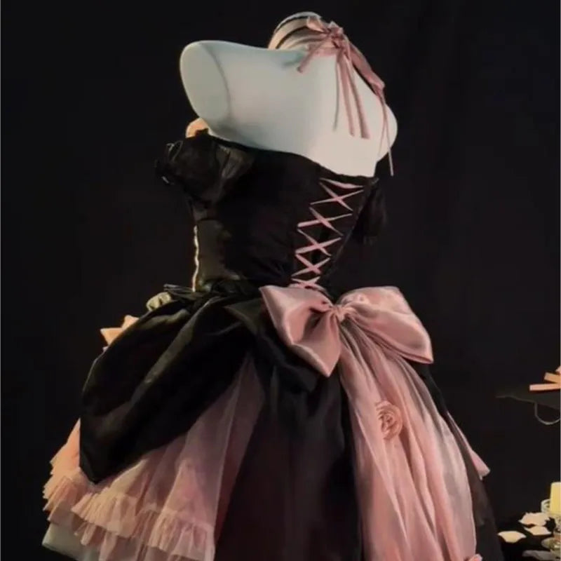 Rose Dress Flower Wedding Sweet and Spicy Fishbone Pettiskirt