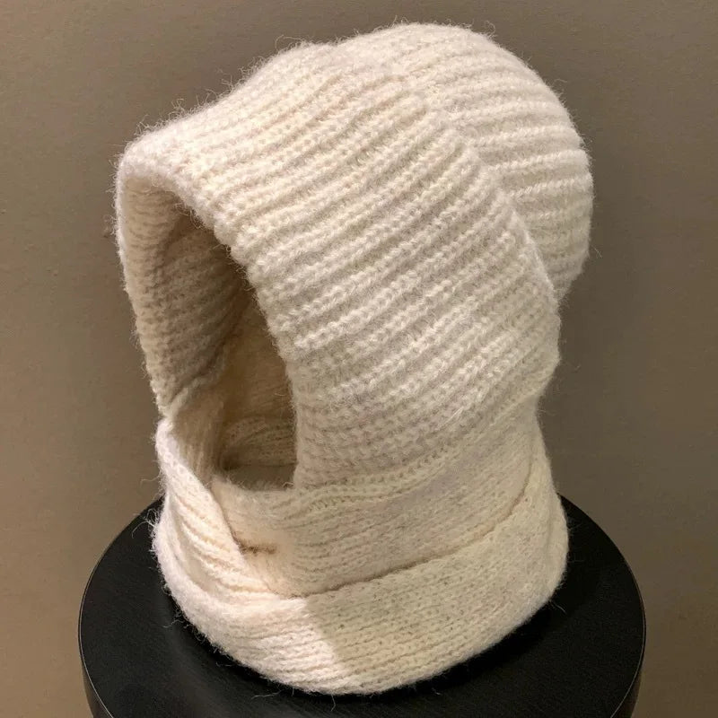 Knitted Beanies Cap For Men&Women Winter Warm Unisex Hooded Hat Neck Collar Scarf Cap Ski Beanie Cold Hats Balaclava Caps Bonnet