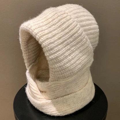 Knitted Beanies Cap For Men&Women Winter Warm Unisex Hooded Hat Neck Collar Scarf Cap Ski Beanie Cold Hats Balaclava Caps Bonnet