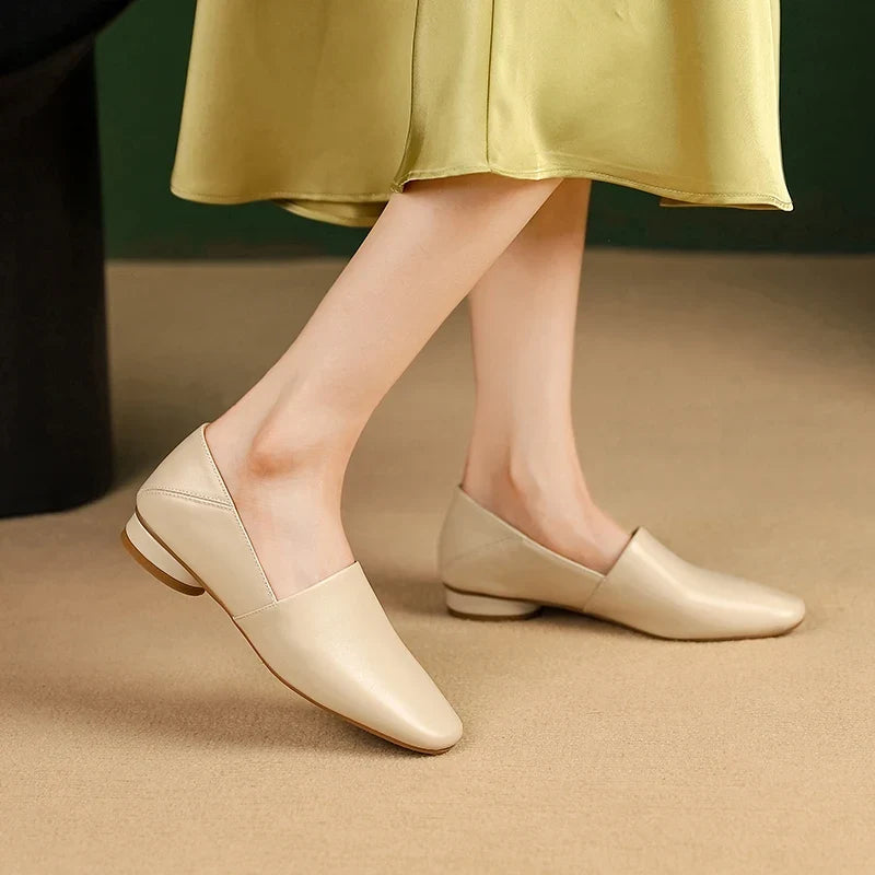 Woman Flats Cow Leather Basic StyleRound Toe Ballet Shoes Slip On Woman Soft Flats Spring Autumn Casual Loafers