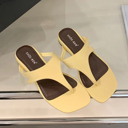 Summer Beach Female Flip Flops Women Flats Slippers Shoes Fashion Square Toe Ladies Flats Slippers Slides Sandals Shoes