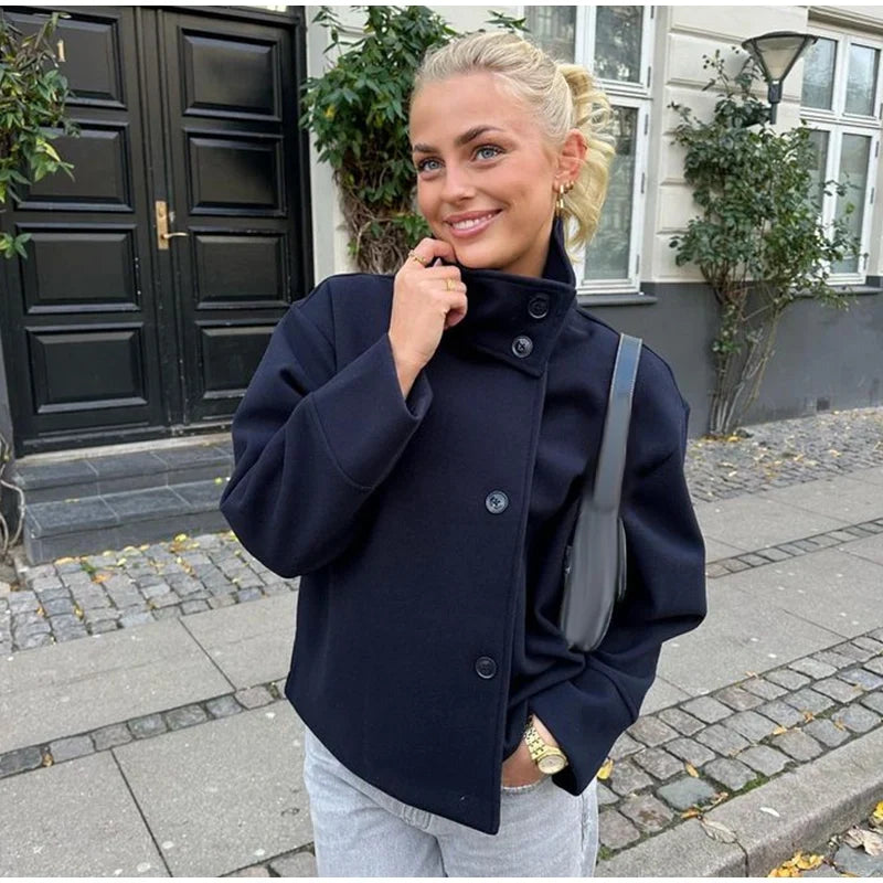 Stylish Versatile Jacket Stand-collar Women's Classic Casual Mature Elegant 2025 Autumn Coat Trend Edgy High-quality Street Wear